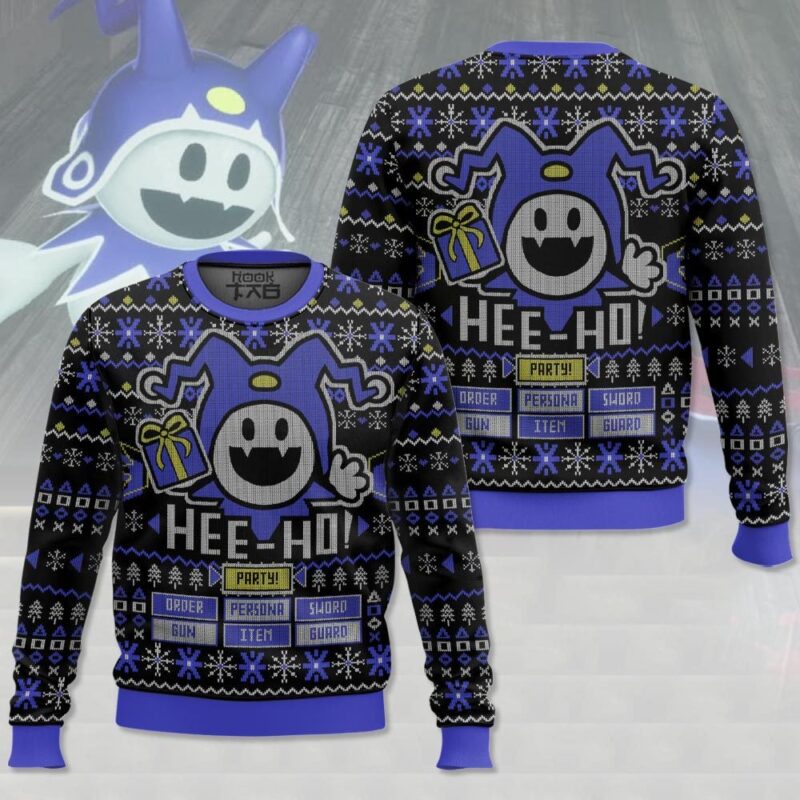 Hooktab Hee Ho Jack Frost Ugly Christmas Sweater Hooktab Hee Ho Jack Frost Ugly Christmas Sweater