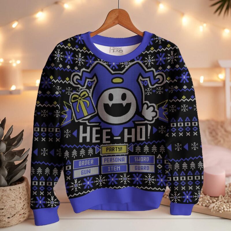 Hooktab Hee Ho Jack Frost Ugly Christmas Sweater Hooktab Hee Ho Jack Frost Ugly Christmas Sweater