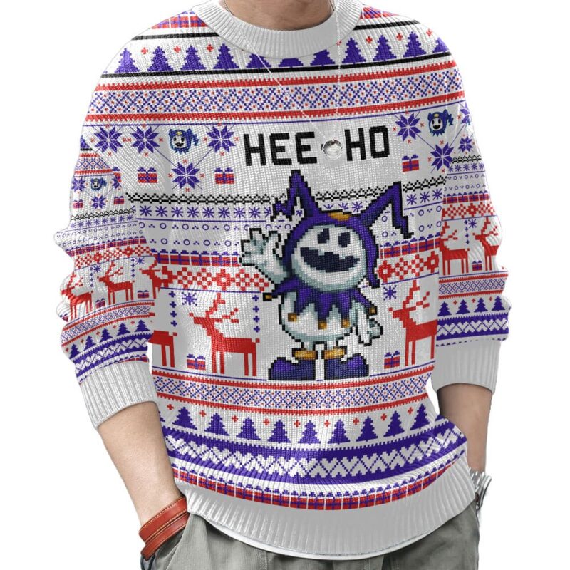Hooktab Hee-ho Shin Megami Tensei Jack Frost Ugly Christmas Sweater Hooktab Hee-ho Shin Megami Tensei Jack Frost Ugly Christmas Sweater