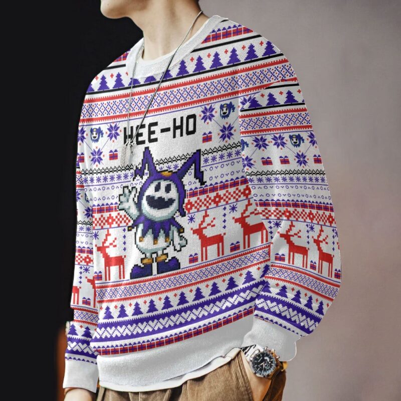 Hooktab Hee-ho Shin Megami Tensei Jack Frost Ugly Christmas Sweater Hooktab Hee-ho Shin Megami Tensei Jack Frost Ugly Christmas Sweater