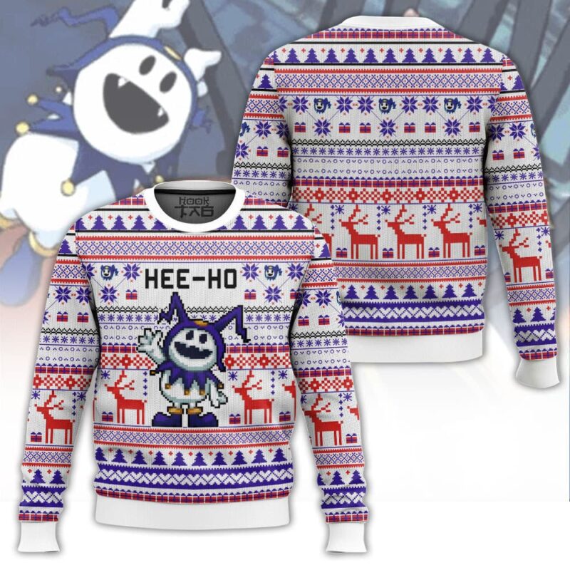 Hooktab Hee-ho Shin Megami Tensei Jack Frost Ugly Christmas Sweater Hooktab Hee-ho Shin Megami Tensei Jack Frost Ugly Christmas Sweater