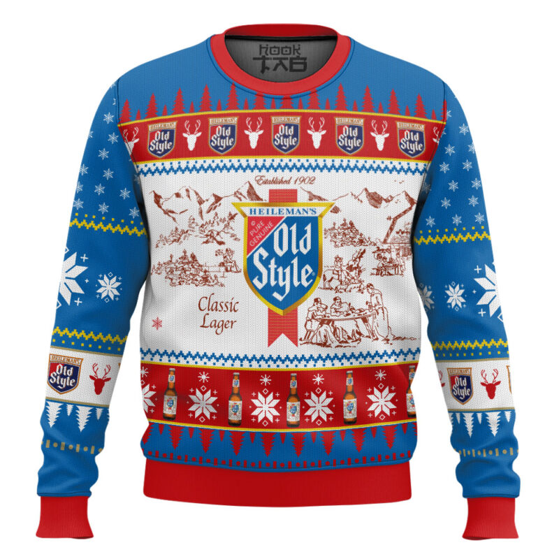 Hooktab Heileman's Old Style Beer Ugly Christmas Sweater
