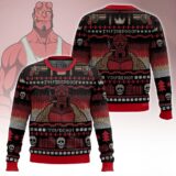 Hooktab Hellboy I'm Fireproof Ugly Christmas Sweater