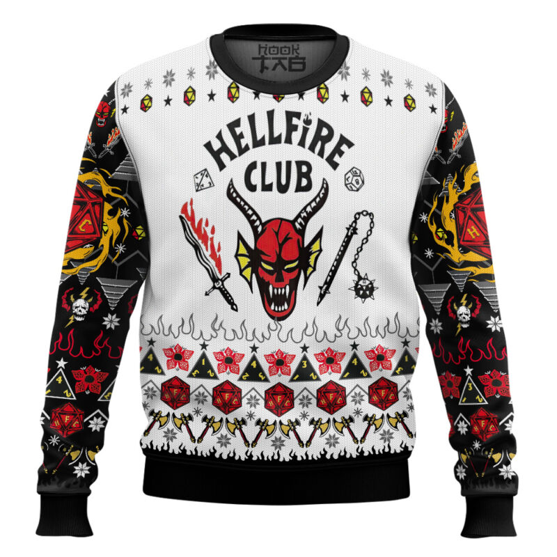 Hooktab Hellfire Club Dice Stranger Things Ugly Christmas Sweater