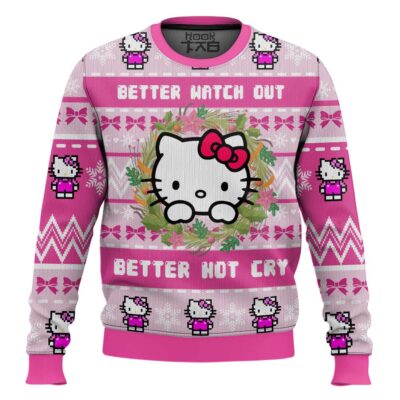 Hooktab Hello Kitty Is Coming To Town Ugly Christmas Sweater