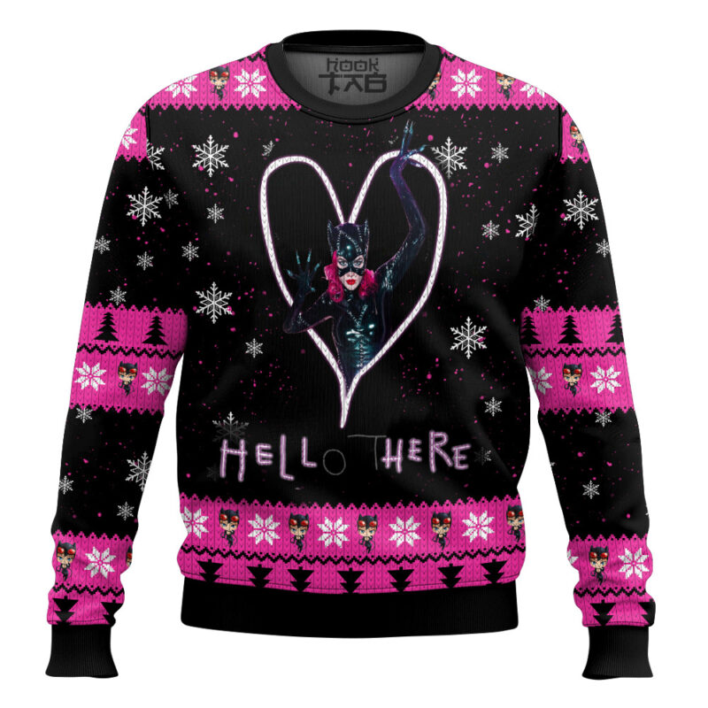 Hooktab Hello There Catwoman Ugly Christmas Sweater