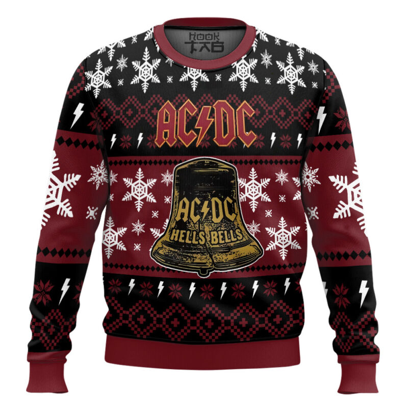 Hooktab Hells Bells AC/DC Ugly Christmas Sweater Hooktab Hells Bells AC/DC Ugly Christmas Sweater