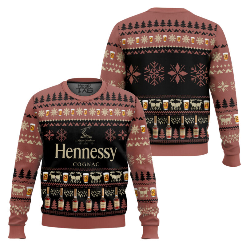 Hooktab Hennessy Cognac Wine Ugly Christmas Sweater Hooktab Hennessy Cognac Wine Ugly Christmas Sweater