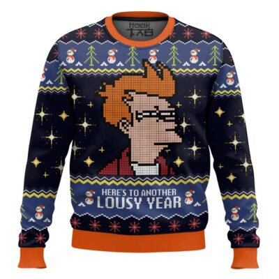 Hooktab Here’s to another Lousy Year Futurama Ugly Christmas Sweater
