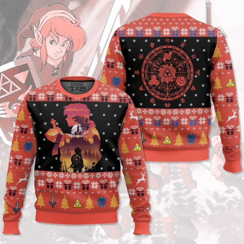 Hooktab Hero Sunset The Legend Of Zelda Ugly Christmas Sweater Hooktab Hero Sunset The Legend Of Zelda Ugly Christmas Sweater