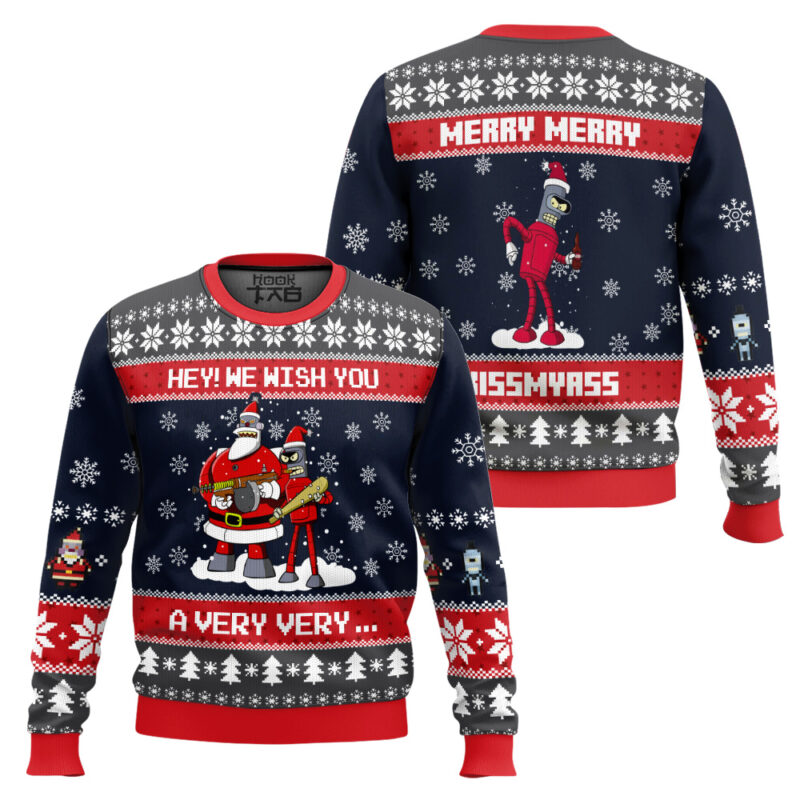 Hooktab Hey! We Wish You A Futurama Ugly Christmas Sweater Hooktab Hey! We Wish You A Futurama Ugly Christmas Sweater