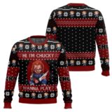 Hooktab Hi I'm Chucky Wanna Play Ugly Christmas Sweater