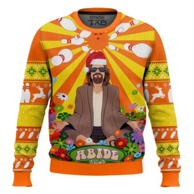 Hooktab Hippie Abide The Big Lebowski Ugly Christmas Sweater