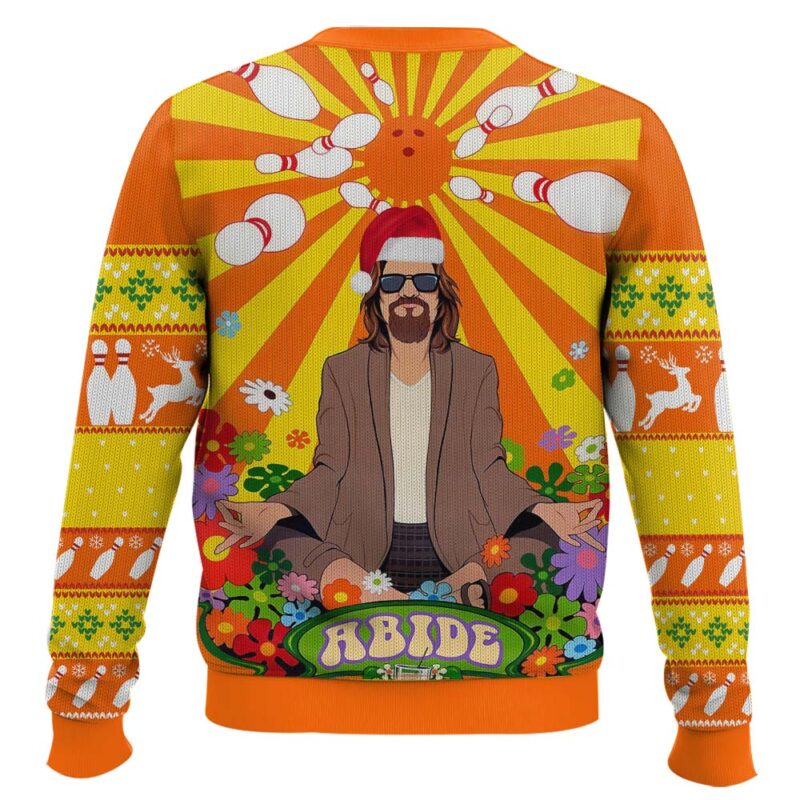 Hooktab Hippie Abide The Big Lebowski Ugly Christmas Sweater Hooktab Hippie Abide The Big Lebowski Ugly Christmas Sweater