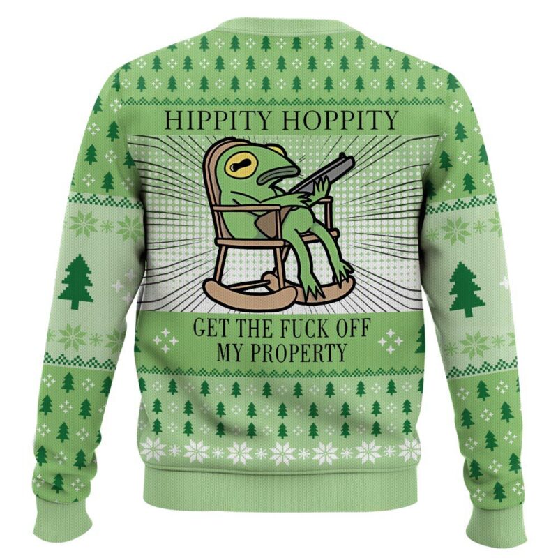 Hooktab Hippity Hoppity Get Out Of My Property Kermit The Frog Meme Ugly Christmas Sweater Hooktab Hippity Hoppity Get Out Of My Property Kermit The Frog Meme Ugly Christmas Sweater