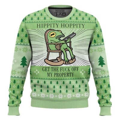 Hooktab Hippity Hoppity Get Out Of My Property Kermit The Frog Meme Ugly Christmas Sweater