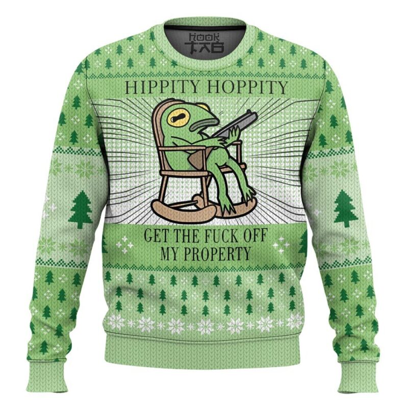 Hooktab Hippity Hoppity Get Out Of My Property Kermit The Frog Meme Ugly Christmas Sweater