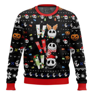 Hooktab Ho Ho Ho Jack Skellington Ugly Christmas Sweater