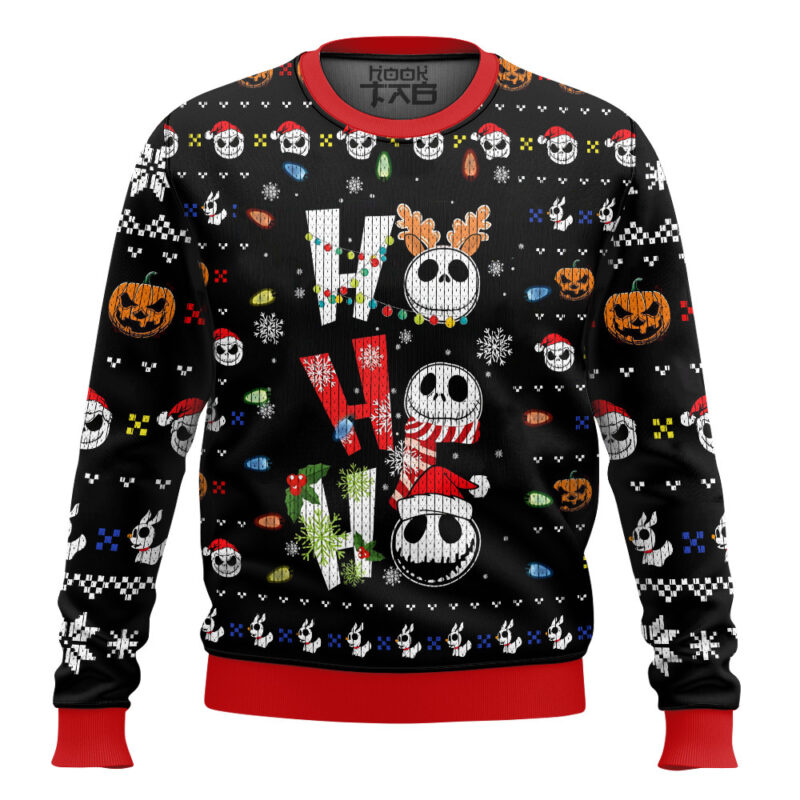Hooktab Ho Ho Ho Jack Skellington Ugly Christmas Sweater