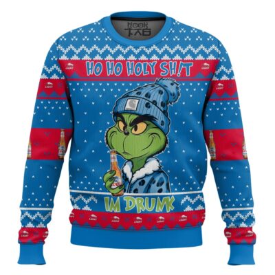 Hooktab Ho Ho Holy Sh!t I'm Drunk Coors Light Grinch Ugly Christmas Sweater