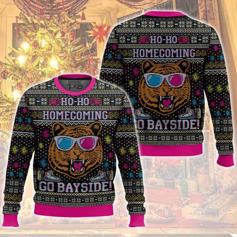 Hooktab Ho Ho Homecoming Go Bayside Ugly Christmas Sweater Hooktab Ho Ho Homecoming Go Bayside Ugly Christmas Sweater