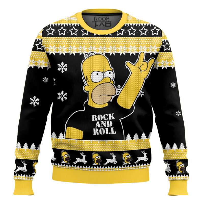 Hooktab Homer Rock And Roll The Simpsons Ugly Christmas Sweater
