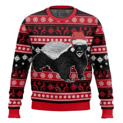 Hooktab Honey Badger Ugly Christmas Sweater