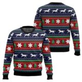 Hooktab Horses Pattern Ugly Christmas Sweater