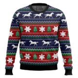 Hooktab Horses Pattern Ugly Christmas Sweater