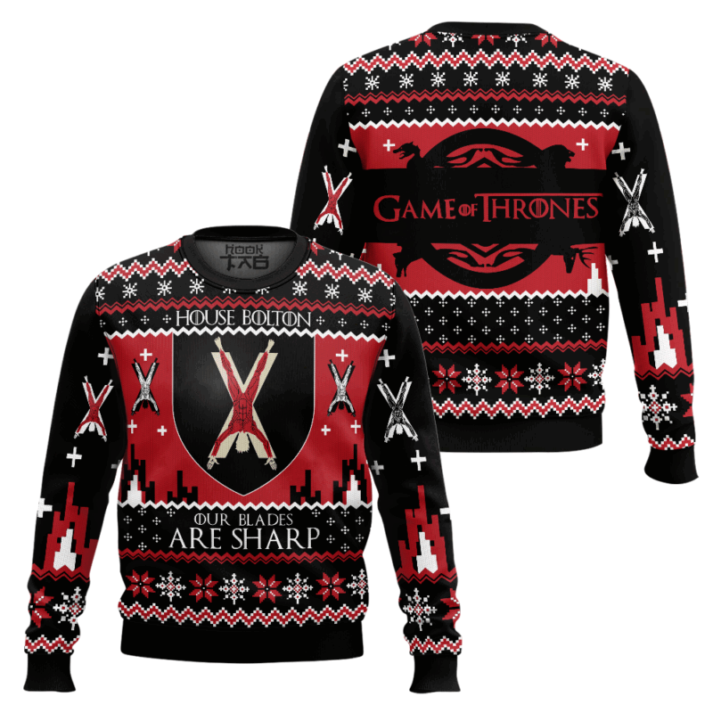 Hooktab House Bolton Game Of Thrones Ugly Sweater Hooktab House Bolton Game Of Thrones Ugly Sweater