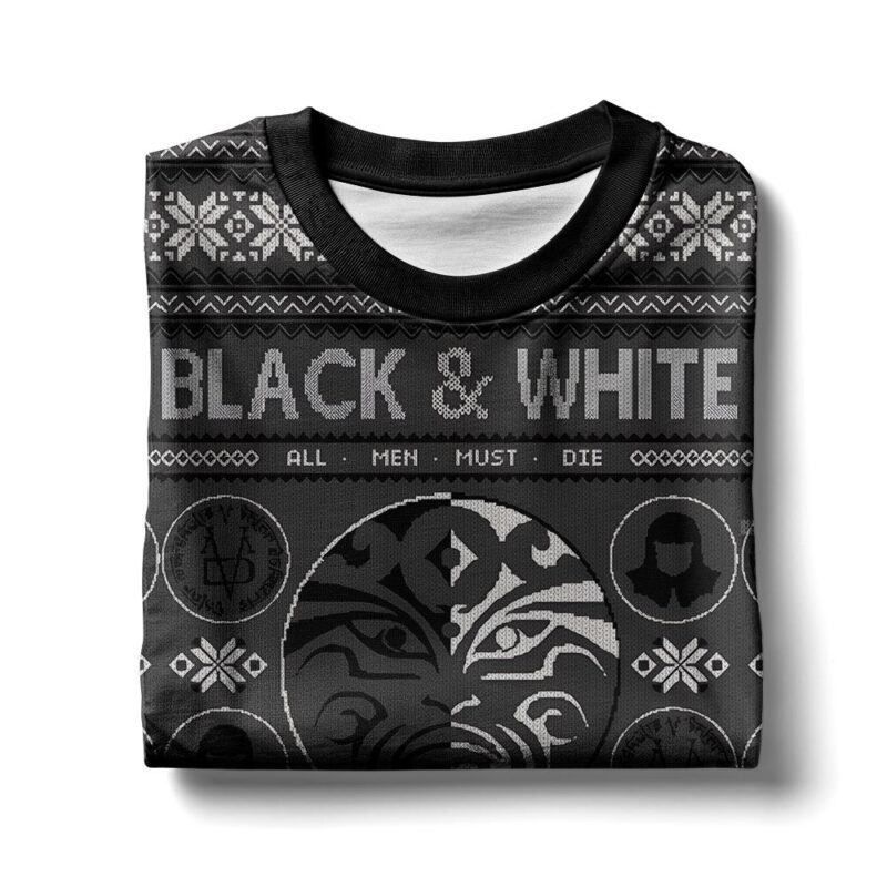 Hooktab House Of Black and White Valar Morghulis Game Of Throne Ugly Christmas Sweater Hooktab House Of Black and White Valar Morghulis Game Of Throne Ugly Christmas Sweater