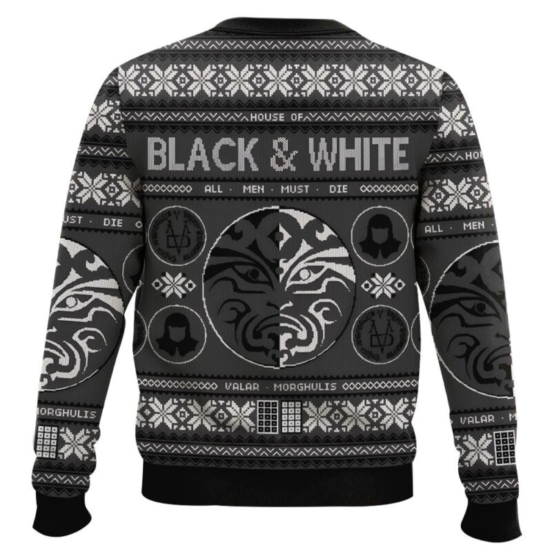 Hooktab House Of Black and White Valar Morghulis Game Of Throne Ugly Christmas Sweater Hooktab House Of Black and White Valar Morghulis Game Of Throne Ugly Christmas Sweater