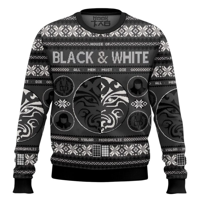 Hooktab House Of Black and White Valar Morghulis Game Of Throne Ugly Christmas Sweater