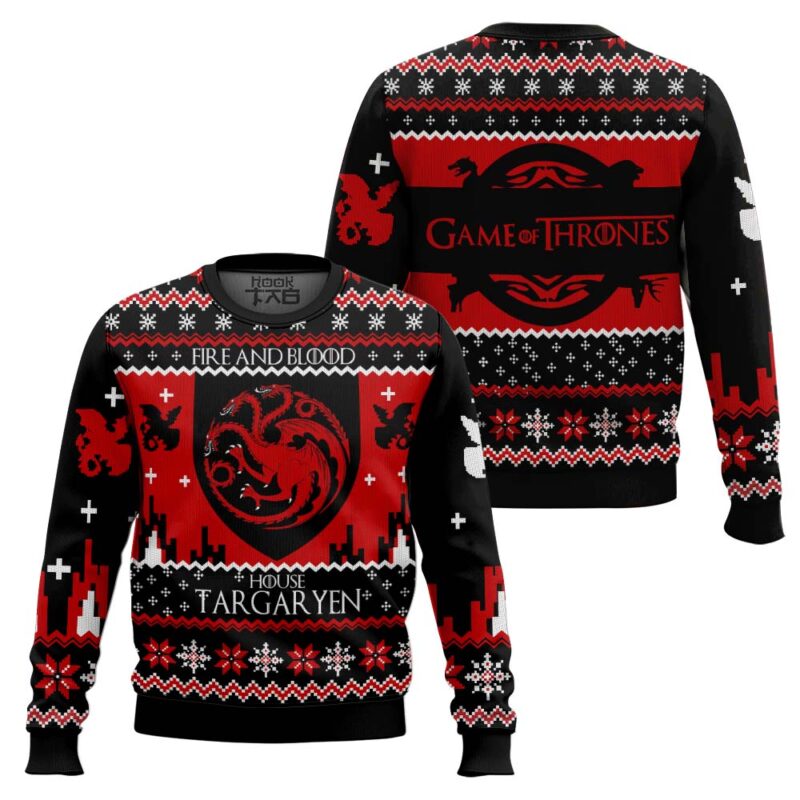 Hooktab House Targaryen Game Of Thrones Ugly Christmas Sweater Hooktab House Targaryen Game Of Thrones Ugly Christmas Sweater