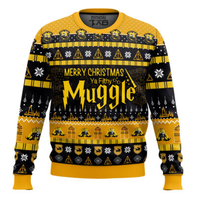 Hooktab Hufflepuff Merry Christmas Ya Filthy Muggle Sweater
