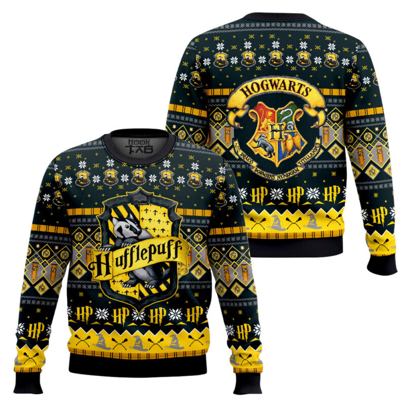 Hooktab Huflepuff Ugly Christmas Sweater Hooktab Huflepuff Ugly Christmas Sweater