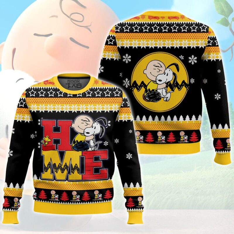 Hooktab Hug Me The Charlie Brown and Snoopy Show Ugly Christmas Sweater Hooktab Hug Me The Charlie Brown and Snoopy Show Ugly Christmas Sweater