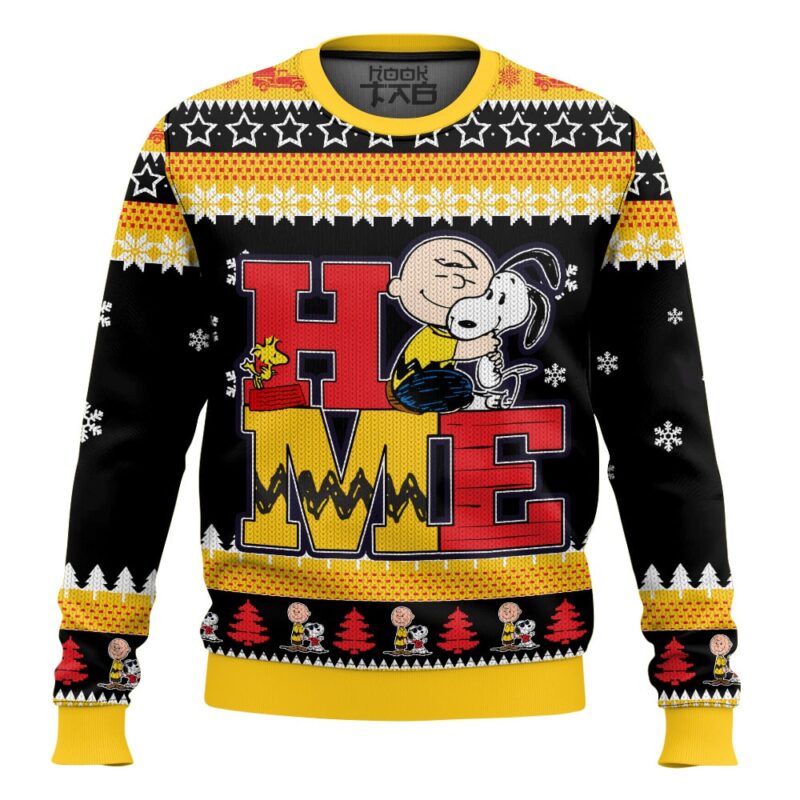 Hooktab Hug Me The Charlie Brown and Snoopy Show Ugly Christmas Sweater