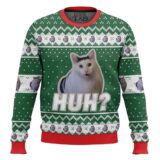 Hooktab Huh? Cat Meme Ugly Christmas Sweater