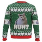 Hooktab Huh? Cat Meme Ugly Christmas Sweater