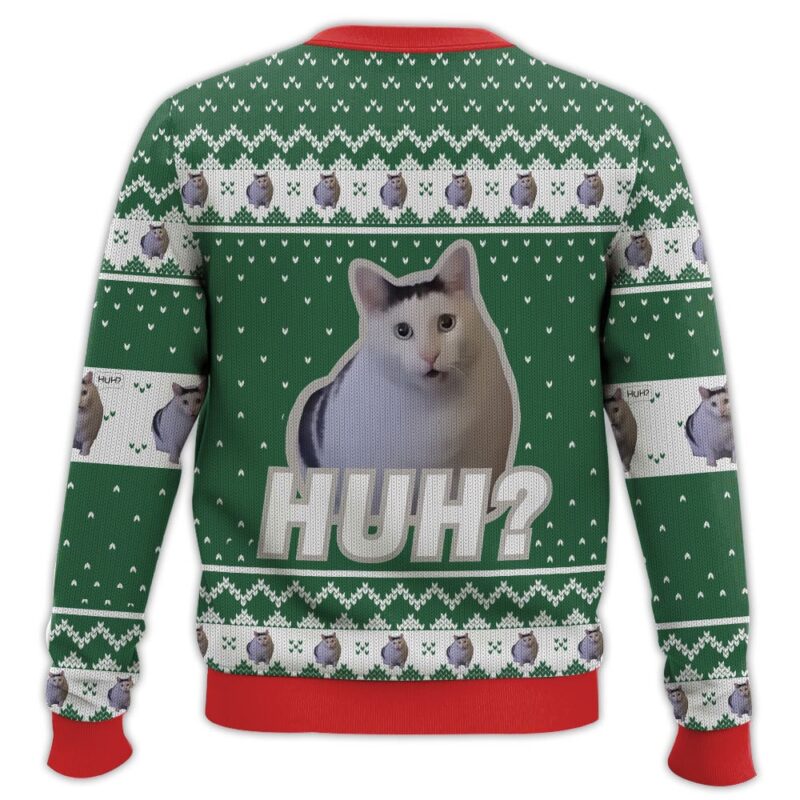 Hooktab Huh? Cat Meme Ugly Christmas Sweater Hooktab Huh? Cat Meme Ugly Christmas Sweater
