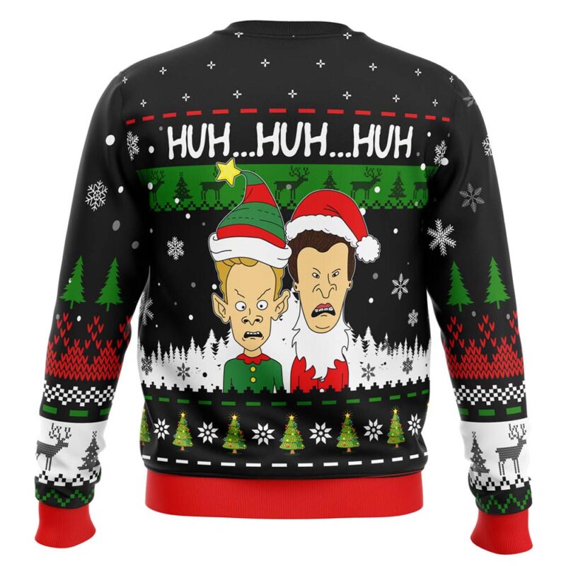 Hooktab Huh...huh...huh... Beavis And Butthead Ugly Christmas Sweater Hooktab Huh...huh...huh... Beavis And Butthead Ugly Christmas Sweater