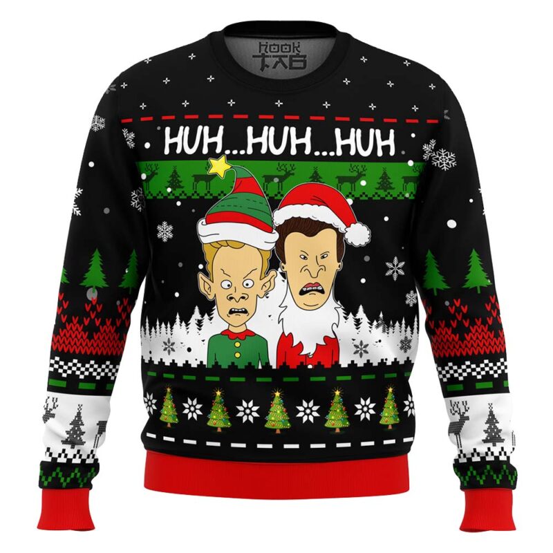 Hooktab Huh...huh...huh... Beavis And Butthead Ugly Christmas Sweater