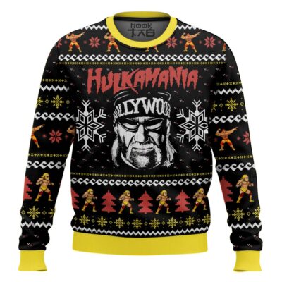 Hooktab Hulk Hogan Hulkamania WWE Ugly Christmas Sweater