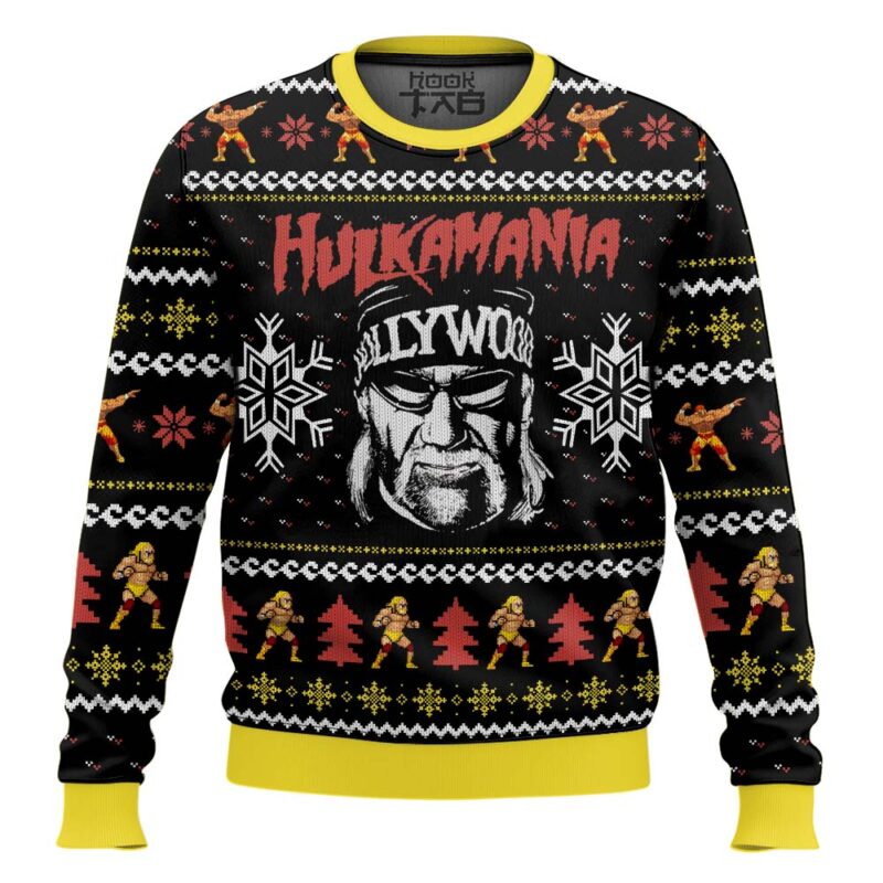 Hooktab Hulk Hogan Hulkamania WWE Ugly Christmas Sweater
