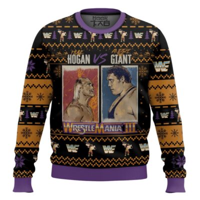 Hooktab Hulk Hogan vs Andre The Giant WWE Ugly Christmas Sweater