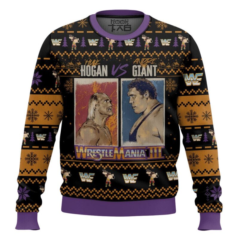 Hooktab Hulk Hogan vs Andre The Giant WWE Ugly Christmas Sweater