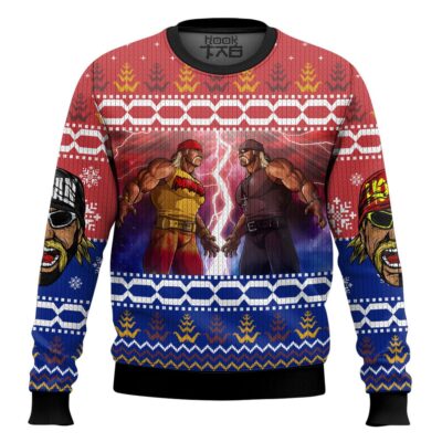 Hooktab Hulk Hogan vs Hollywood Hogan WWE Ugly Christmas Sweater