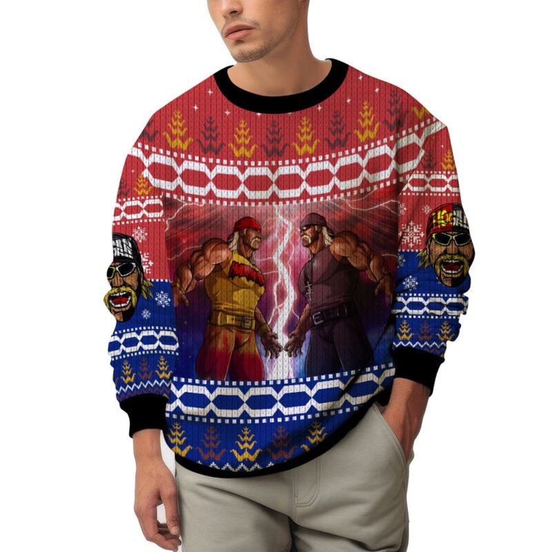 Hooktab Hulk Hogan vs Hollywood Hogan WWE Ugly Christmas Sweater Hooktab Hulk Hogan vs Hollywood Hogan WWE Ugly Christmas Sweater