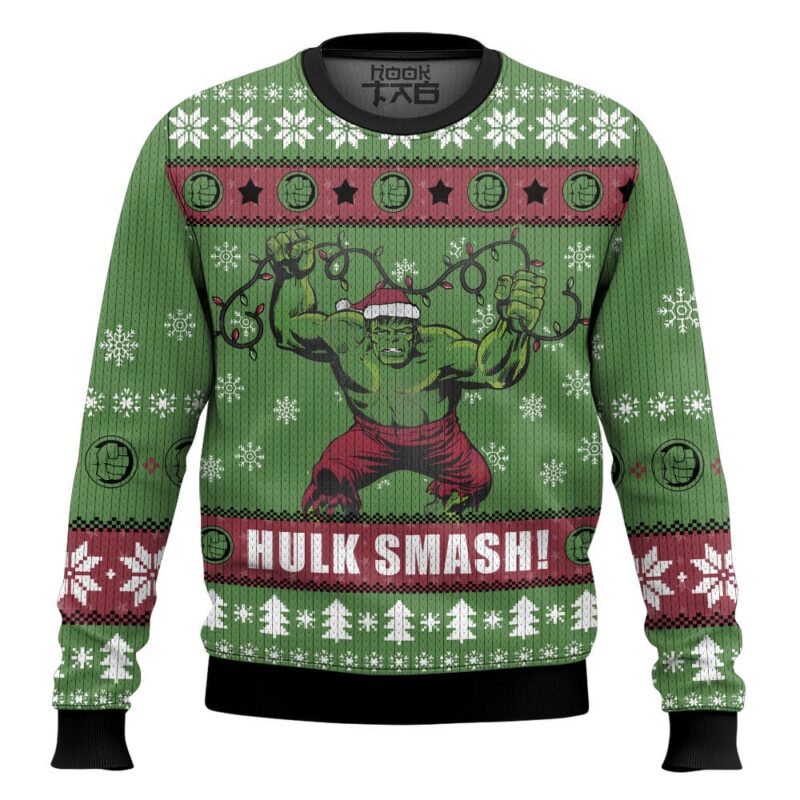 Hooktab Hulk Smash! Ugly Christmas Sweater